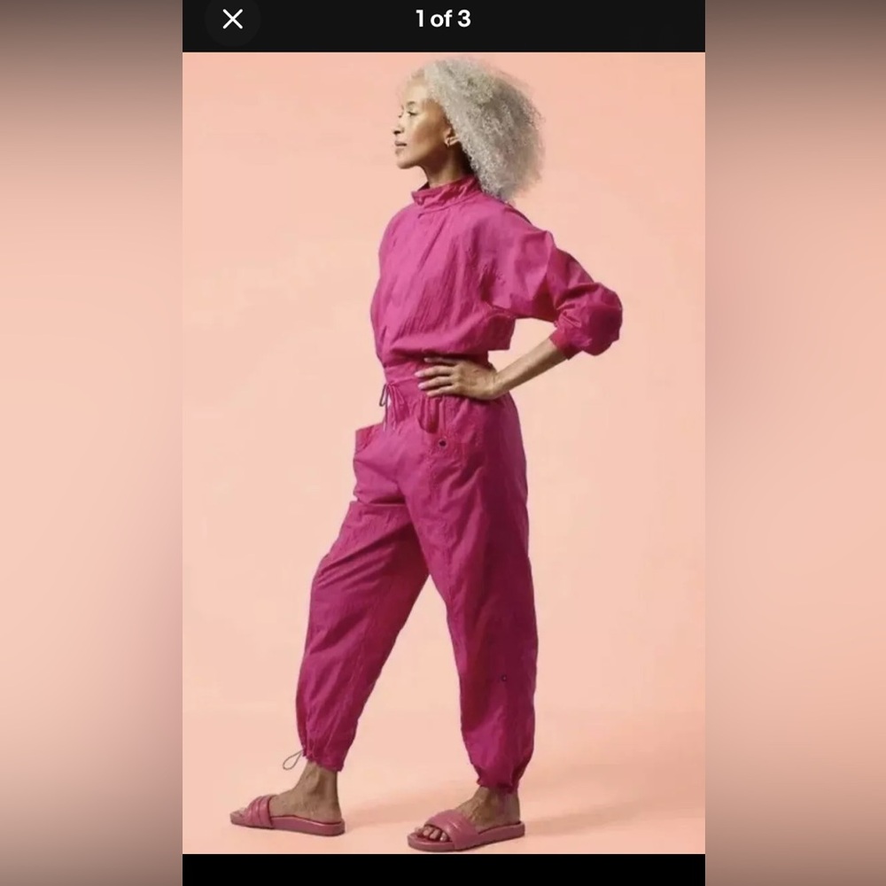 Athleta x Alicia Keys Utility Jumpsuit - Fuchsia Pink - Open Back - 8